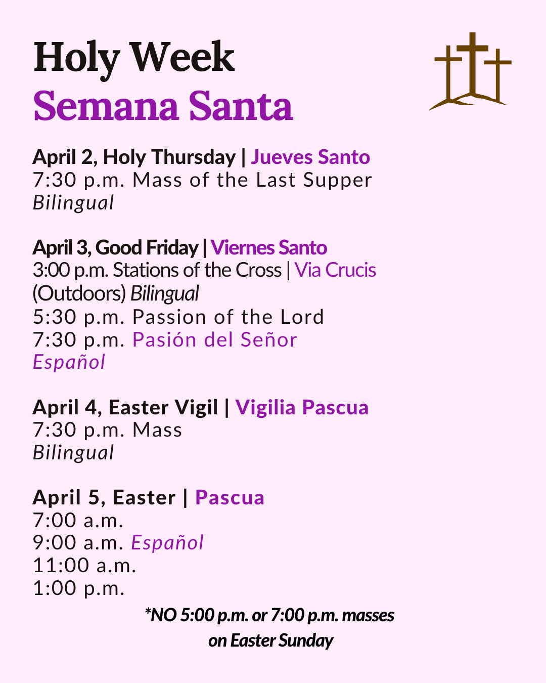 Holy Week Schedule